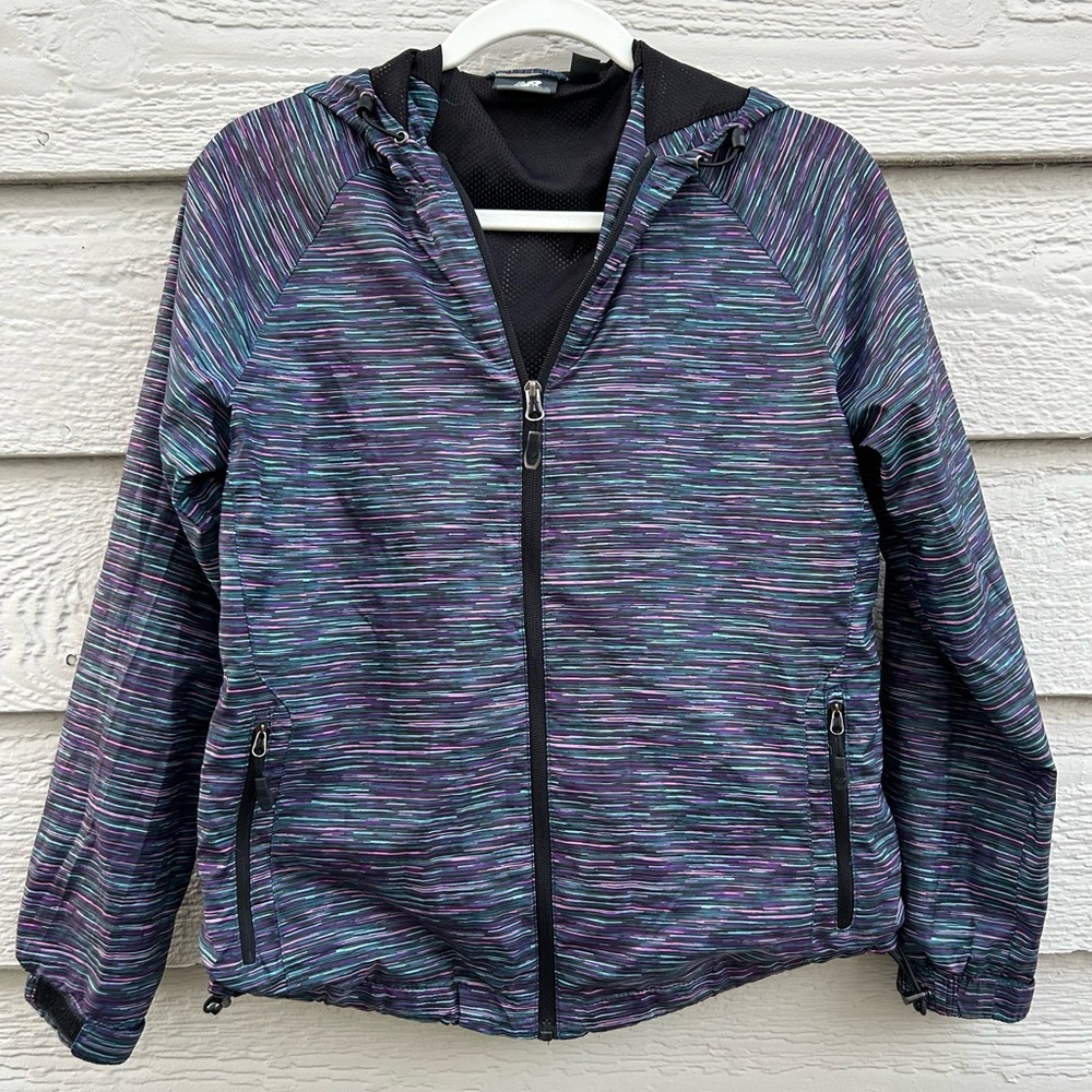New balance women black multi color wind breaker size PM